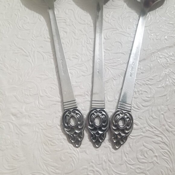 Rogers Oneida 1881 Danish Court Stainless 8" Slotted Serving Spoons Set of 3 - Picture 4 of 9